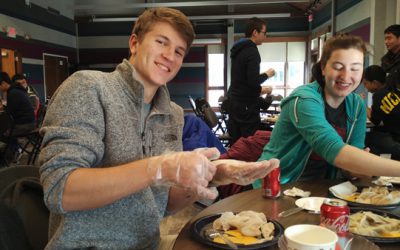 JI students at UM celebrate Thanksgiving with dumpling wrapping