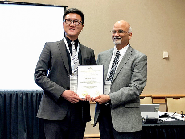 Professor Yanfeng Shen wins IMECE Best Paper Award