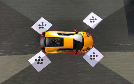 Fig. 1 Camera calibration for the surrounding view system [1]