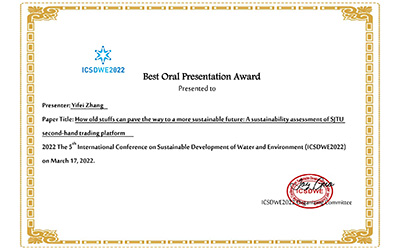 JI student teams grab best presentation award in international water and environment conference